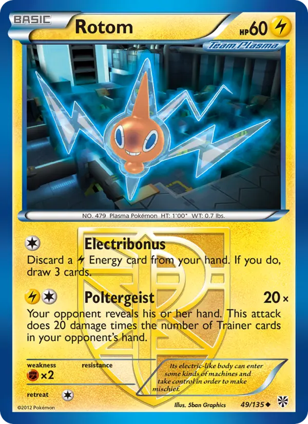 Rotom 49 card from Plasma Storm