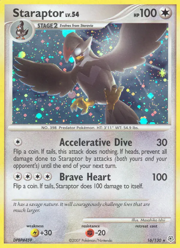 Staraptor 16 — Diamond & Pearl 16, Holofoil finish