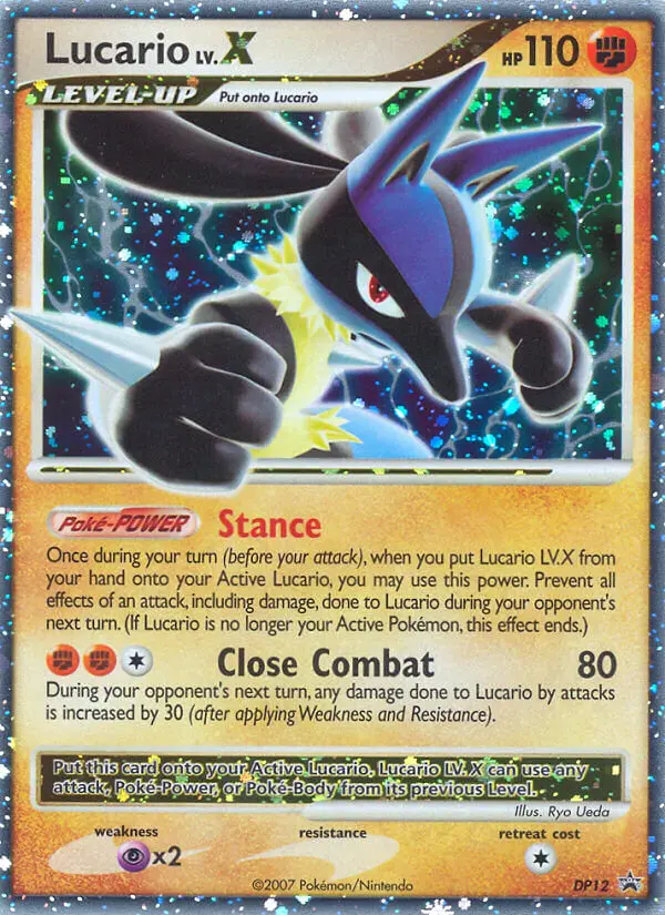 Lucario LV.X DP12 card from DP Black Star Promos