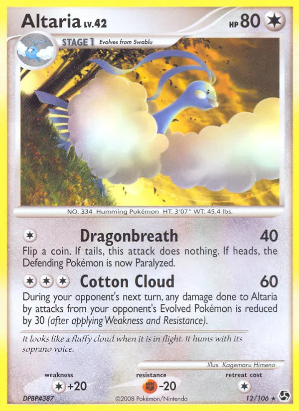 Altaria 12 card from Great Encounters