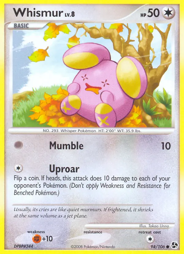 Whismur 94 card from Great Encounters