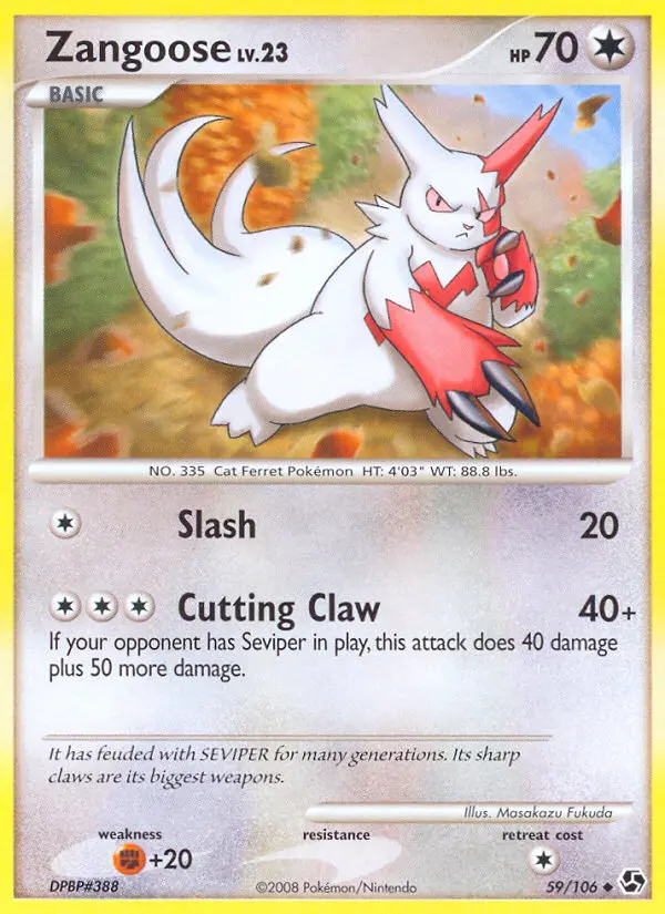 Zangoose 59 card from Great Encounters