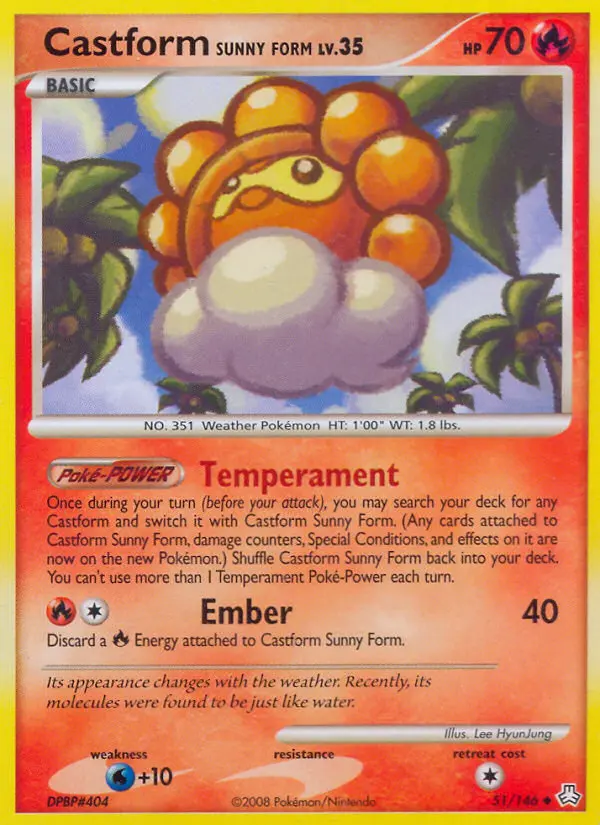 Castform Sunny Form 51 card from Legends Awakened