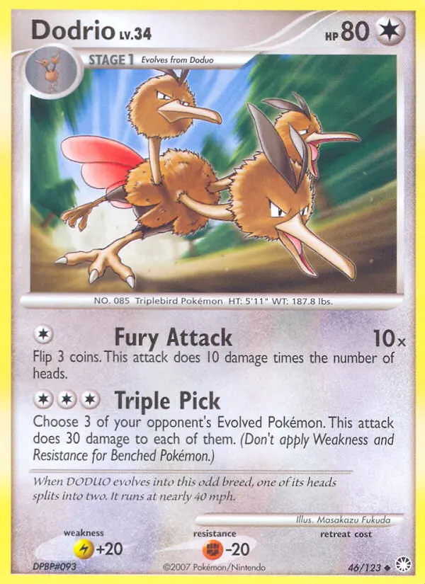 Dodrio 46 card from Mysterious Treasures