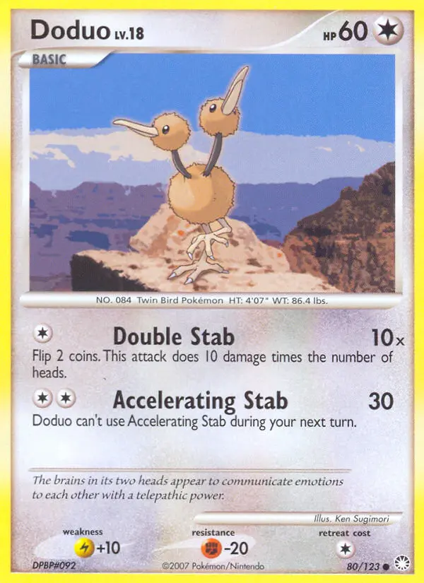 Doduo 80 card from Mysterious Treasures