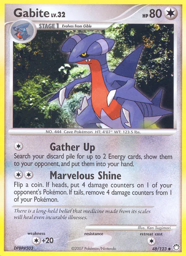 Gabite 48 card from Mysterious Treasures