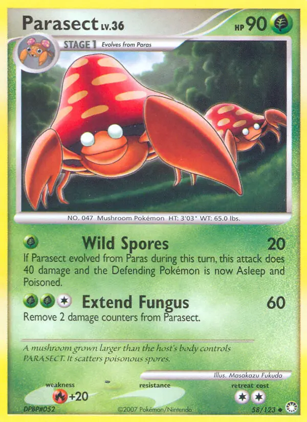 Parasect 58 card from Mysterious Treasures