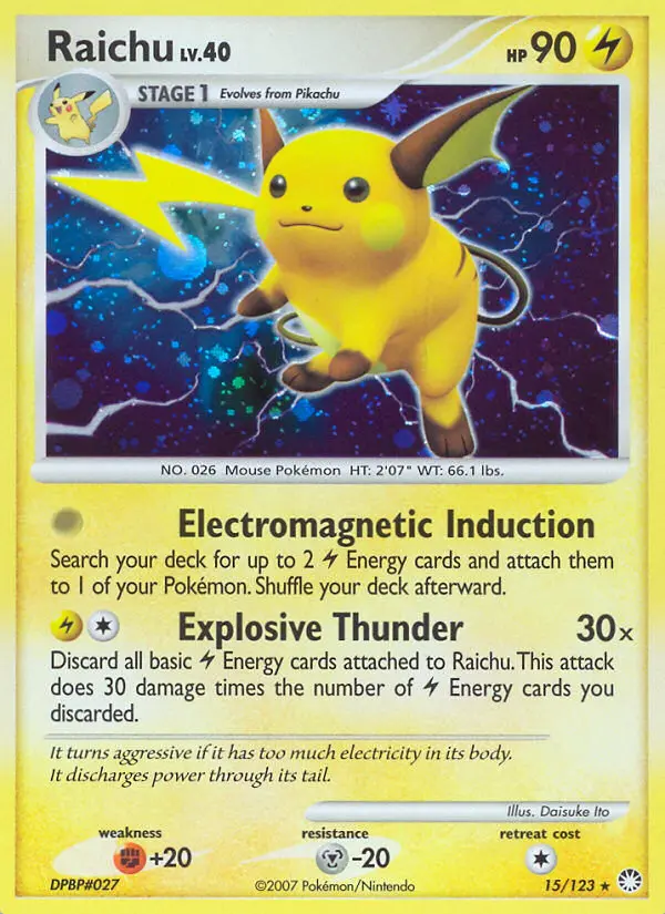 Raichu 15 card from Mysterious Treasures