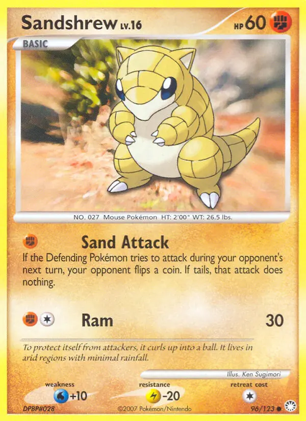 Sandshrew 96 card from Mysterious Treasures