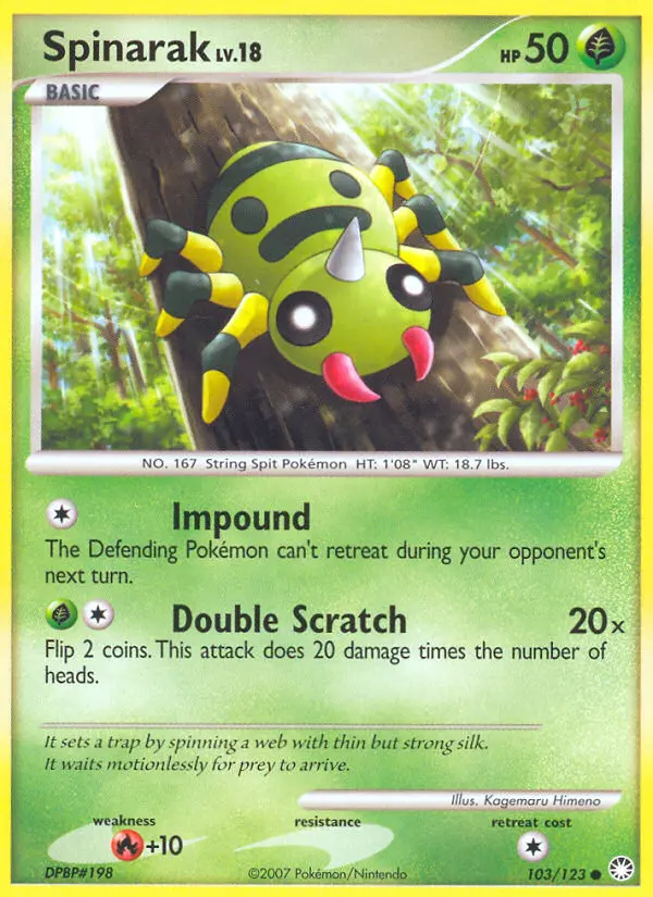 Spinarak 103 card from Mysterious Treasures