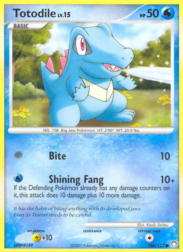 Totodile 106 card from Mysterious Treasures