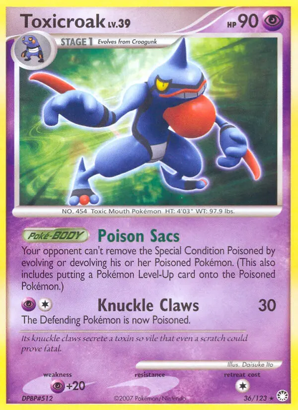 Toxicroak 36 card from Mysterious Treasures