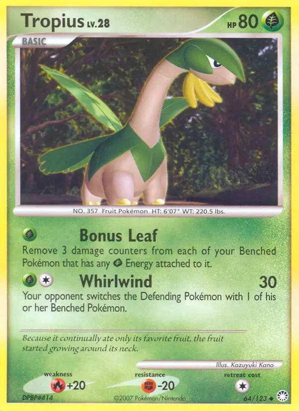 Tropius 64 card from Mysterious Treasures