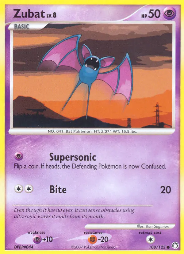 Zubat 108 card from Mysterious Treasures