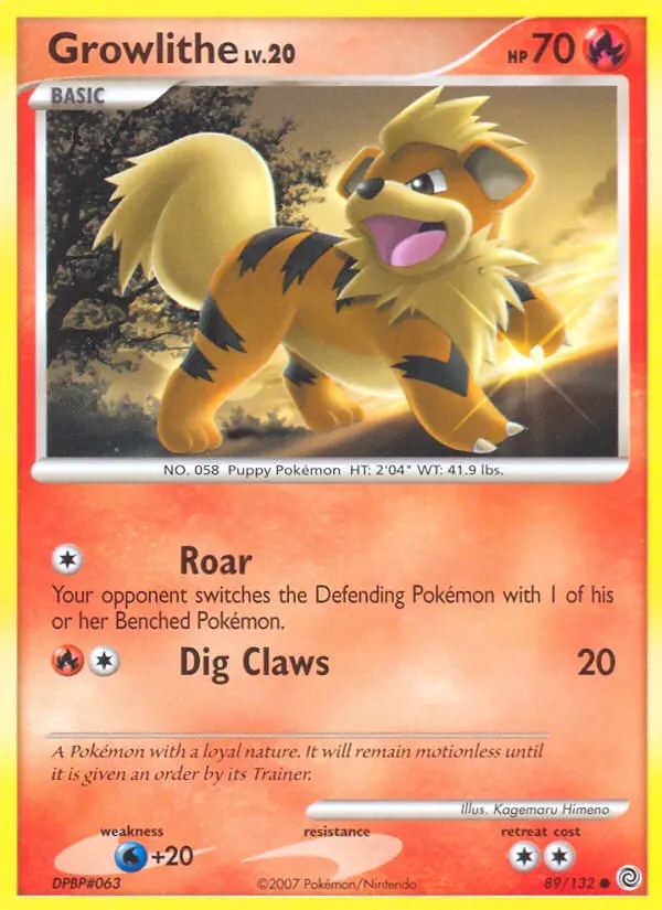 Growlithe 89 card from Secret Wonders
