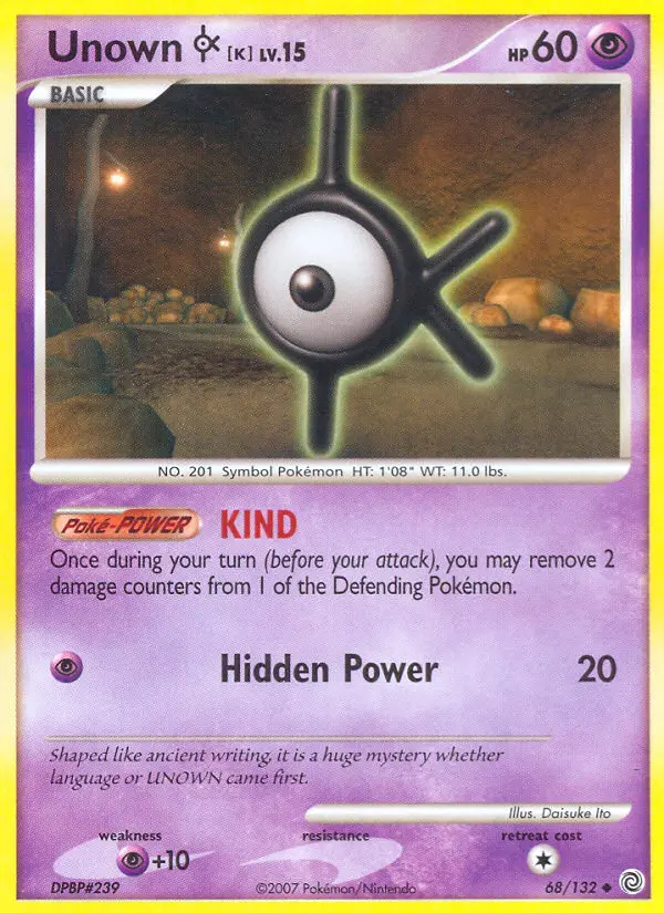 Unown [K] 68 card from Secret Wonders