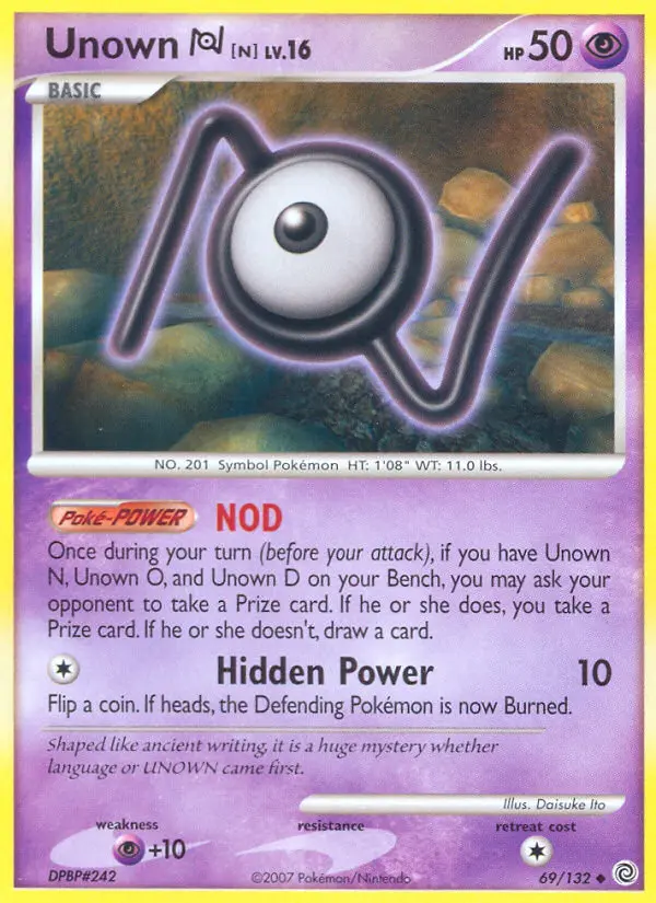 Unown [N] 69 card from Secret Wonders