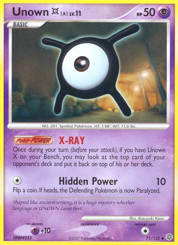 Unown [X] 71 card from Secret Wonders