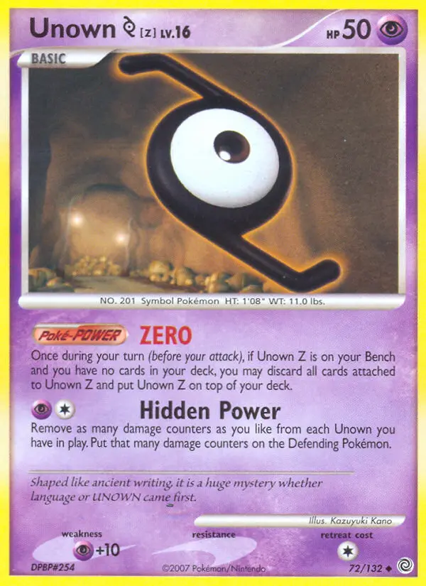 Unown [Z] 72 card from Secret Wonders
