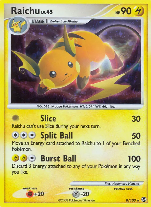 Raichu 8 card from Stormfront