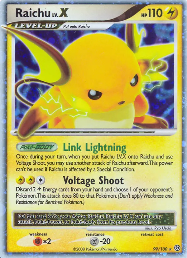 Raichu LV.X 99 card from Stormfront