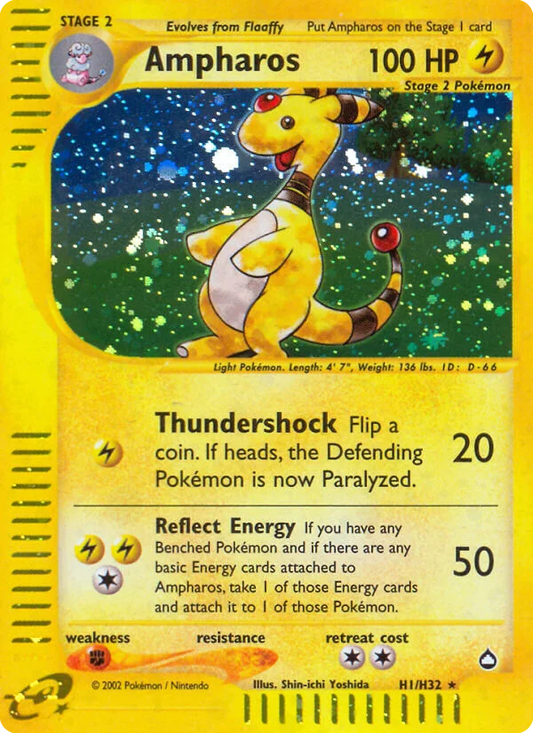 Ampharos H1 card from Aquapolis