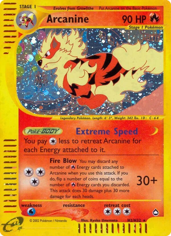 Arcanine H2 card from Aquapolis