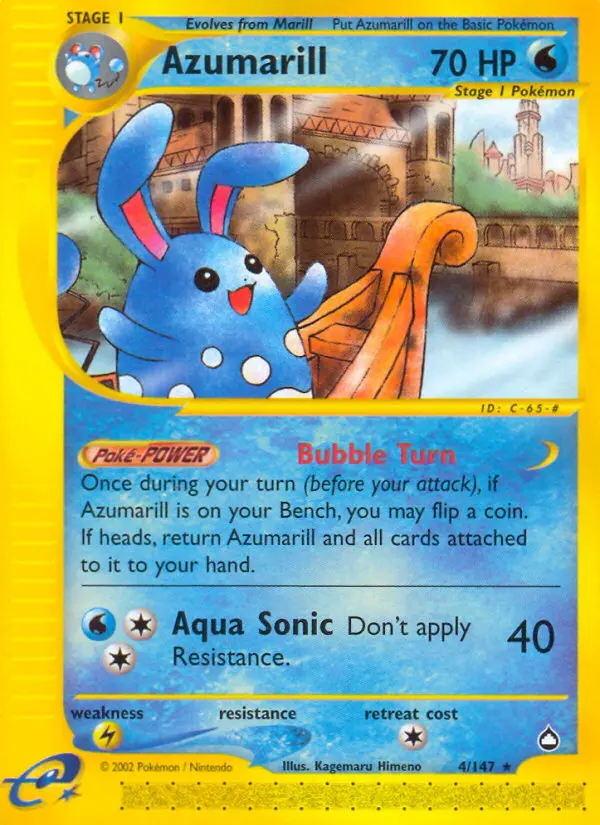 Azumarill 4 card from Aquapolis
