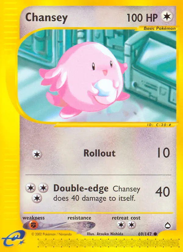 Chansey 69 card from Aquapolis