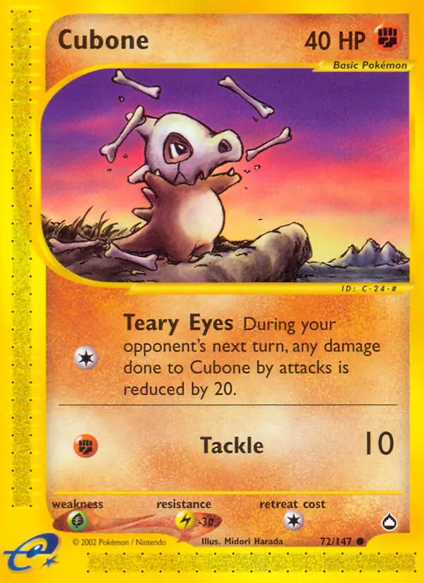 Cubone 72 card from Aquapolis