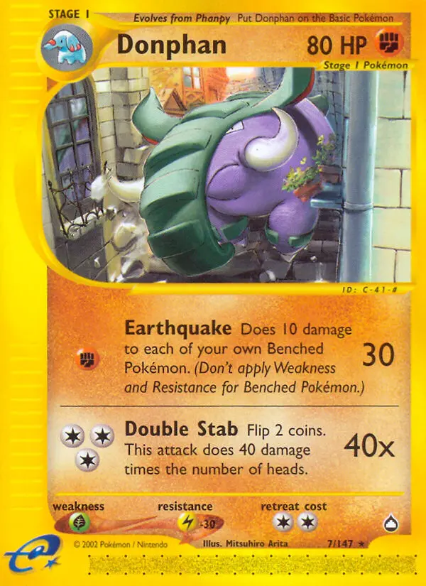 Donphan 7 card from Aquapolis