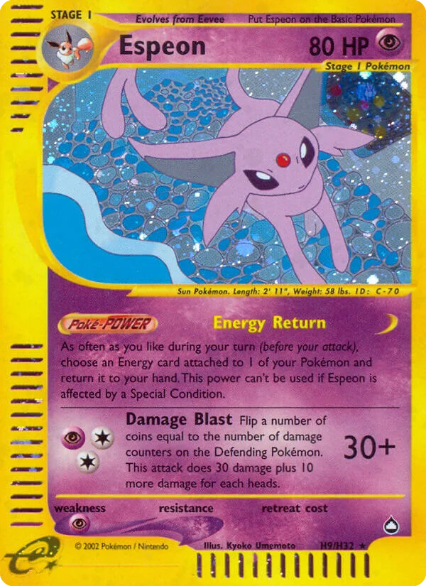 Espeon H9 card from Aquapolis
