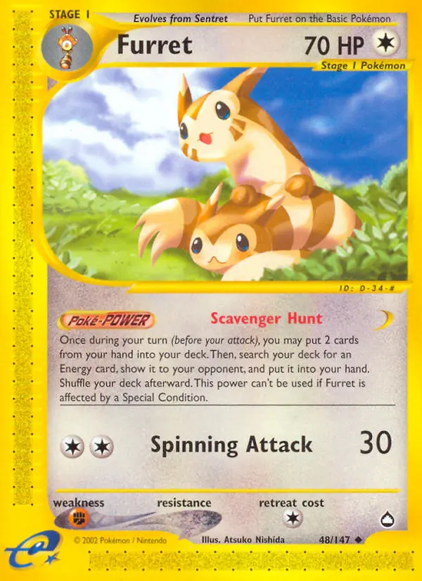 Furret 48 card from Aquapolis