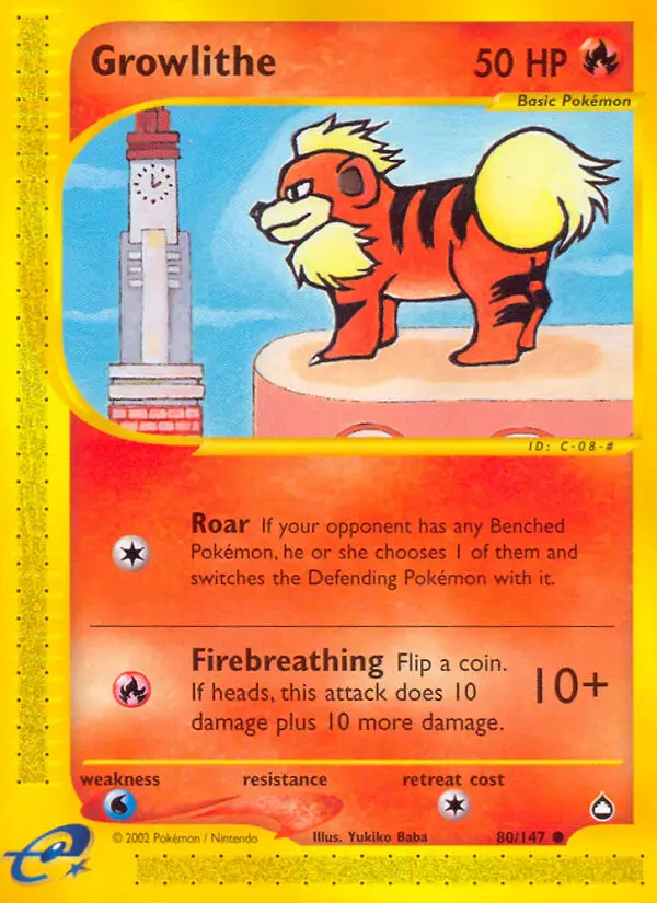 Growlithe 80 card from Aquapolis