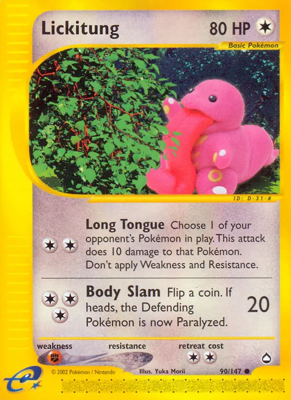 Lickitung 90 card from Aquapolis