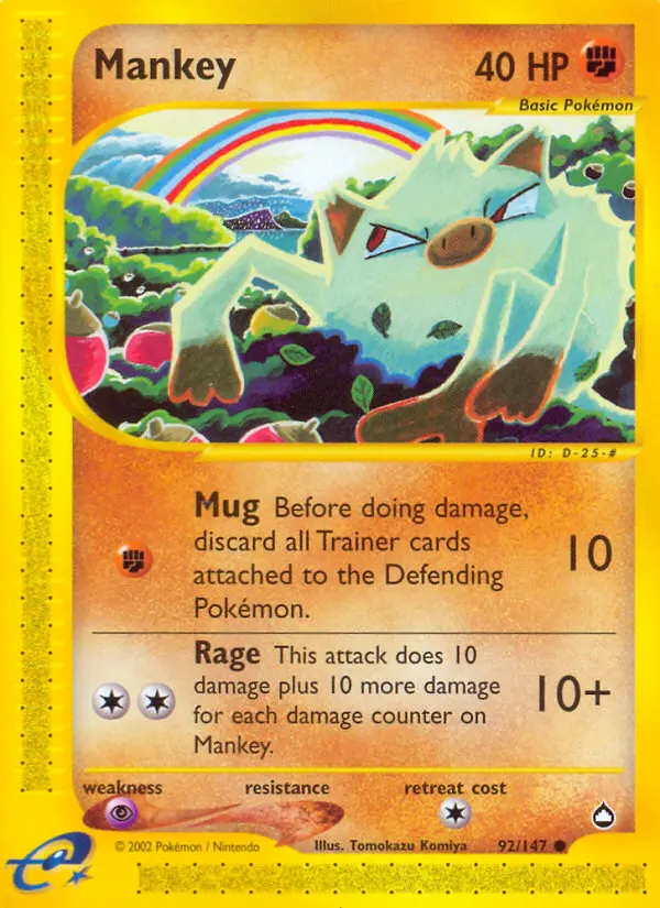 Mankey 92 card from Aquapolis