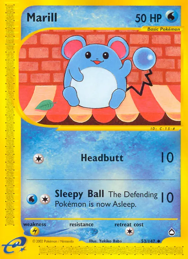 Marill 53 card from Aquapolis
