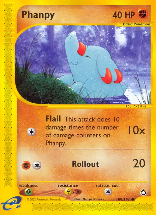Phanpy 100 card from Aquapolis