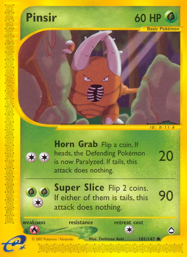 Pinsir 101 card from Aquapolis