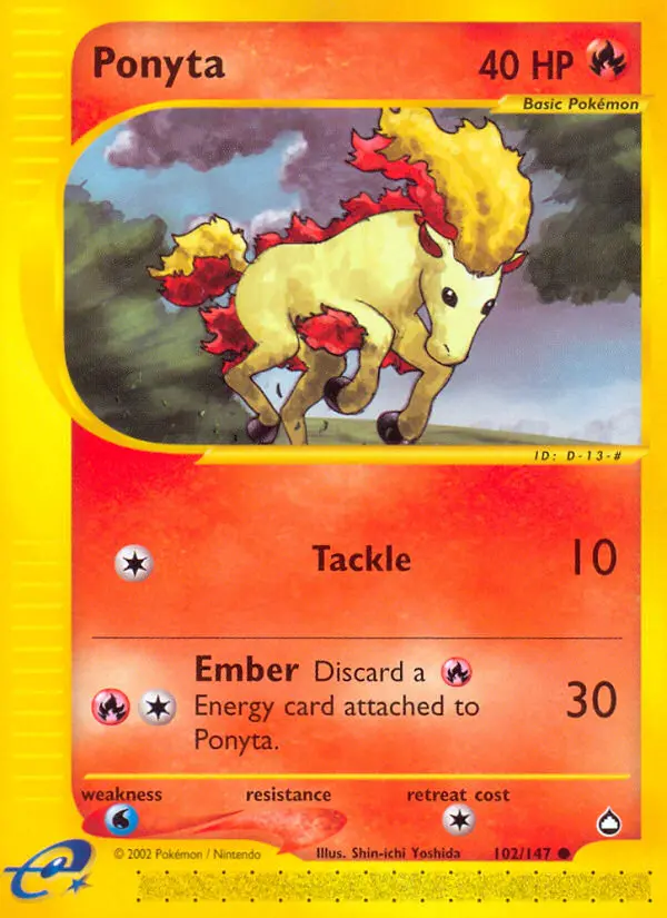 Ponyta 102 card from Aquapolis