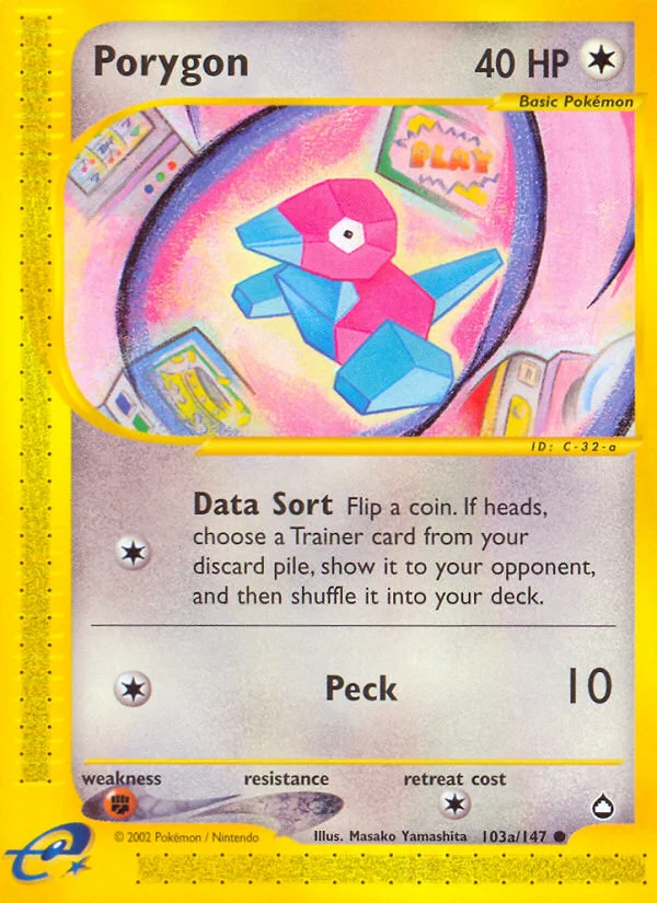 Porygon 103 card from Aquapolis