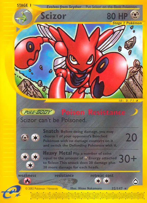 Scizor 32 — Aquapolis 32, Normal finish