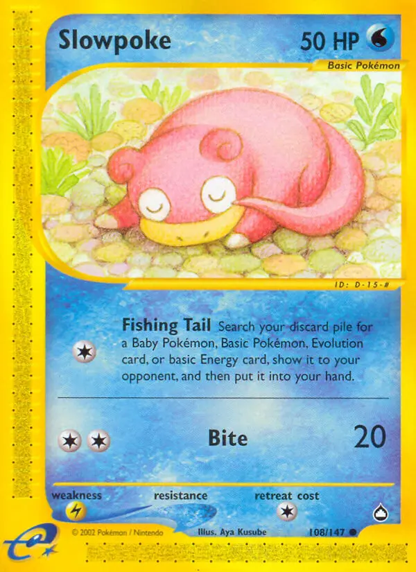 Slowpoke 108 card from Aquapolis