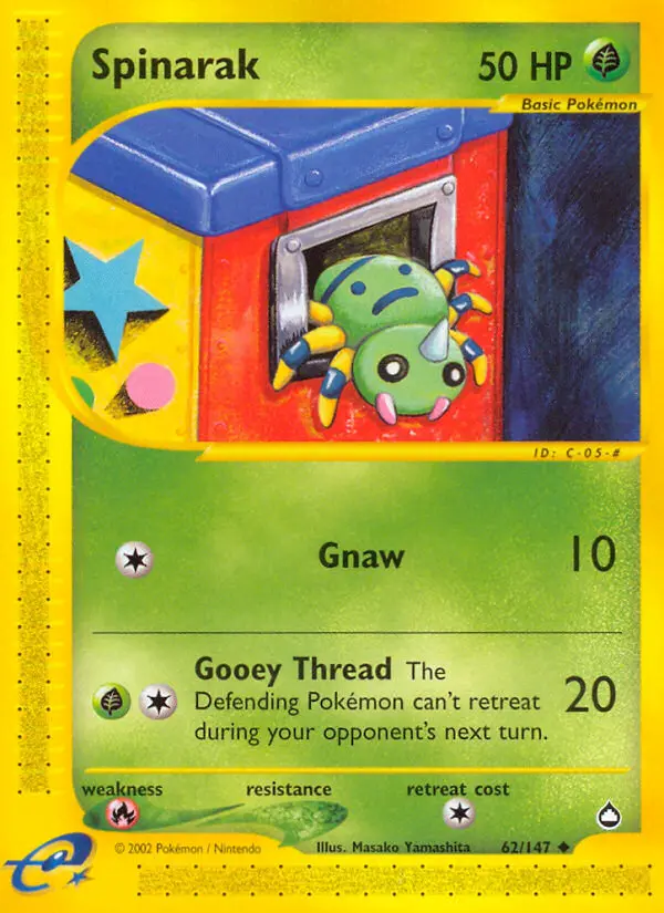 Spinarak 62 card from Aquapolis