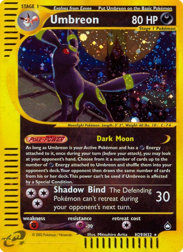 Umbreon H29 card from Aquapolis
