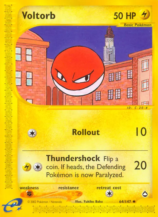 Voltorb 64 card from Aquapolis