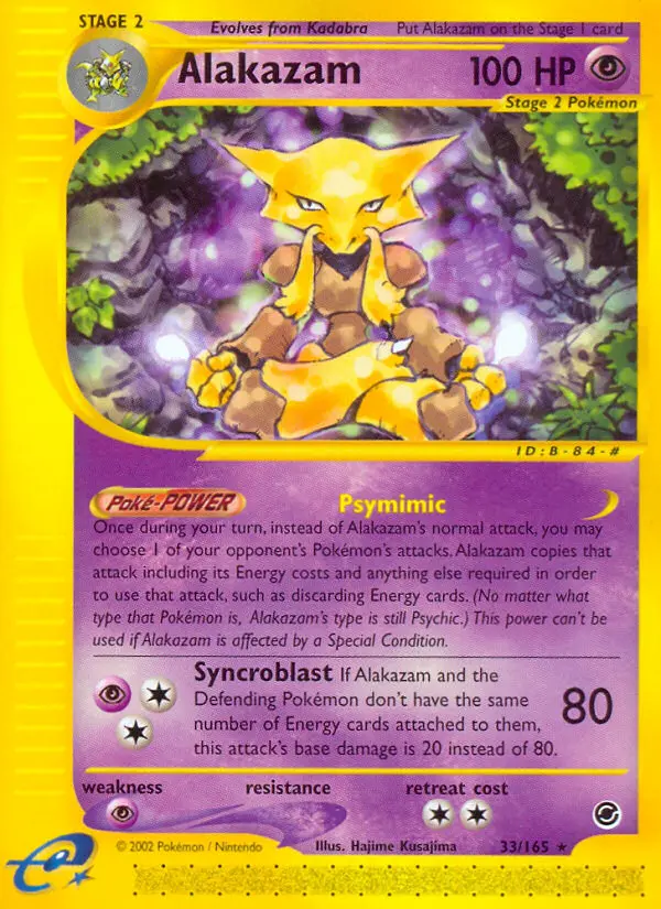 Alakazam 33 card from Expedition Base Set
