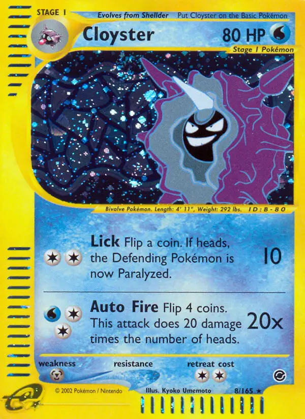 Cloyster 8 card from Expedition Base Set