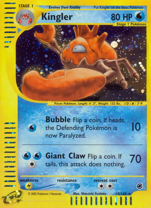 Kingler 15 — Expedition Base Set 15, Holofoil finish