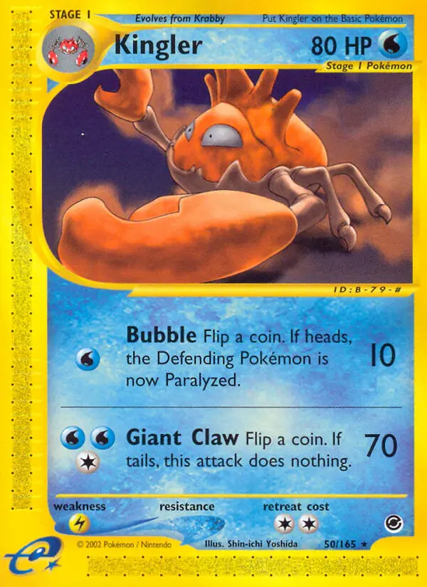Kingler 50 card from Expedition Base Set